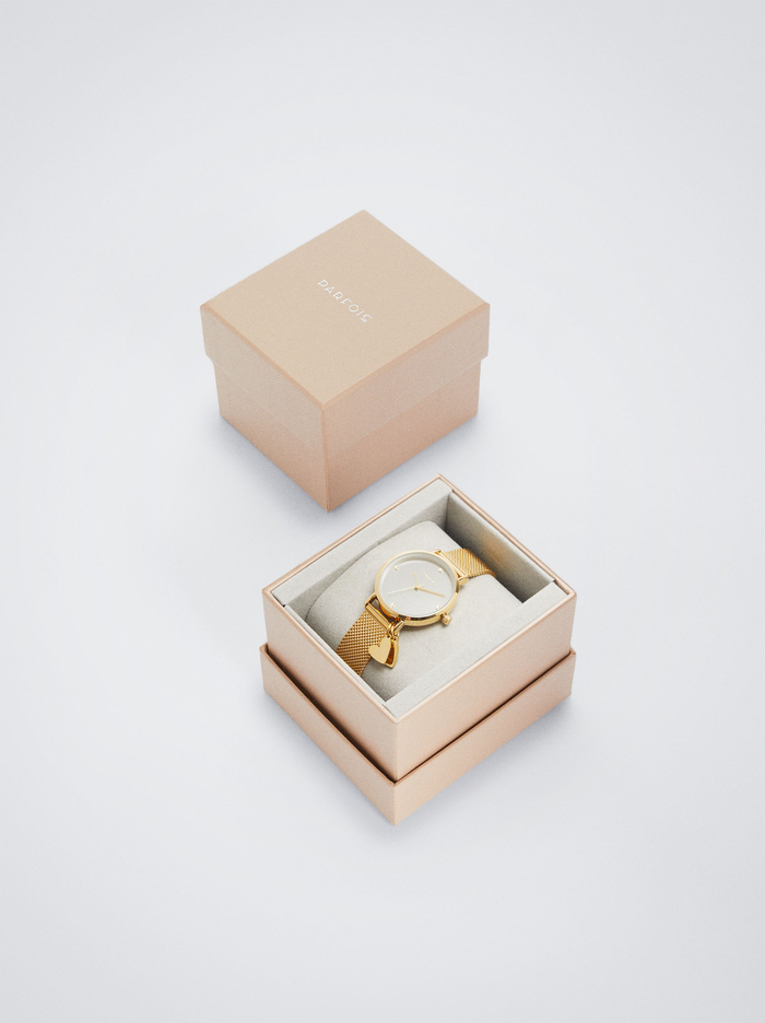 Parfois Stainless Steel With Hearts Hodinky Damske Zlate | Slovensko-MNED16743