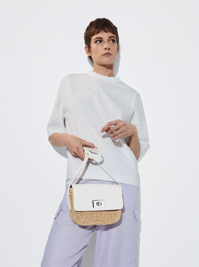 Parfois Straw Crossbody Kabelka Damske Biele | Slovensko-FQLU01859