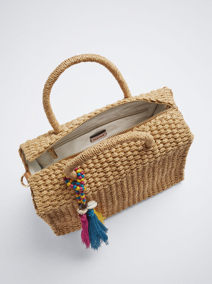 Parfois Straw With Detachable Pendant Crossbody Kabelka Damske Béžové | Slovensko-QTMY07186