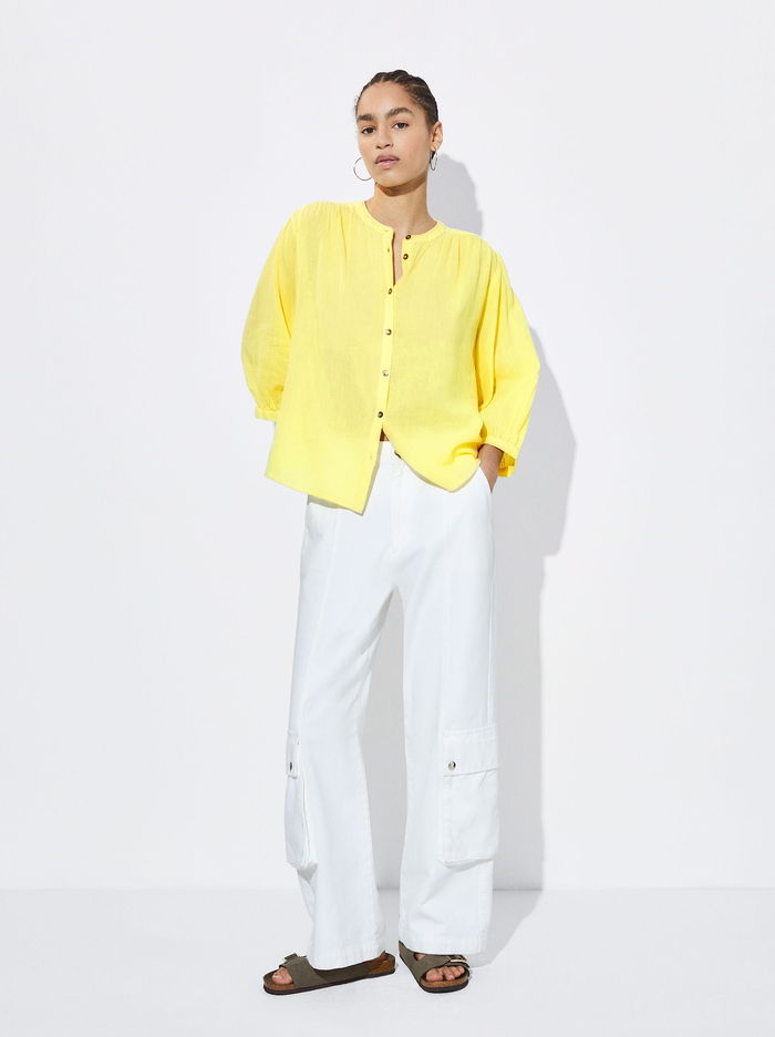 Parfois Textured With Puffed Sleeves Kosele Damske Žlté | Slovensko-BJRE32546