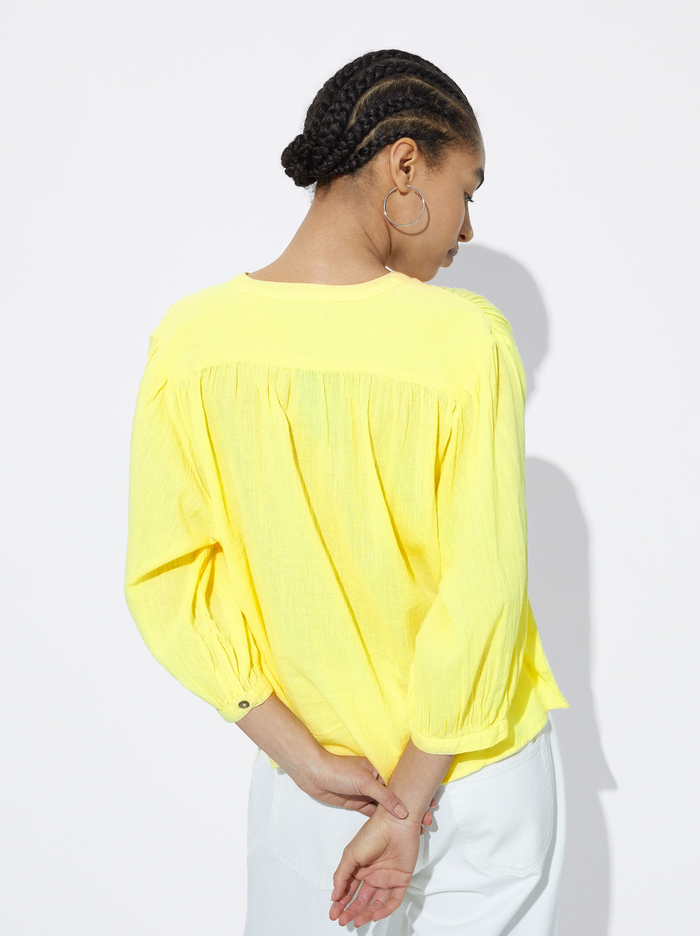 Parfois Textured With Puffed Sleeves Kosele Damske Žlté | Slovensko-BJRE32546