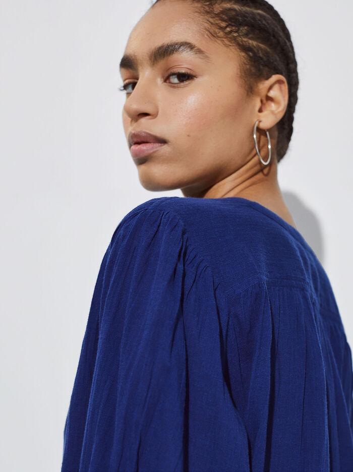 Parfois Textured With Puffed Sleeves Kosele Damske Modre | Slovensko-FBCV48913