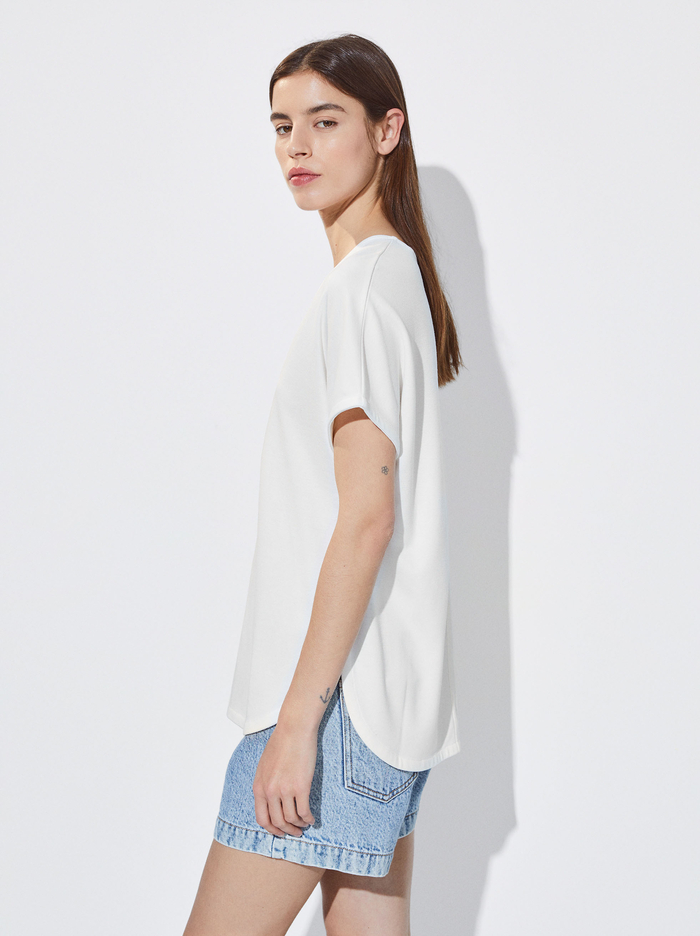 Parfois V-Neck Basic T-Shirts Damske Biele | Slovensko-OJES13092