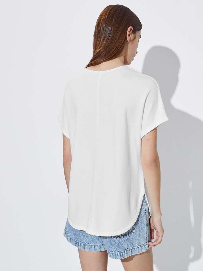 Parfois V-Neck Basic T-Shirts Damske Biele | Slovensko-OJES13092