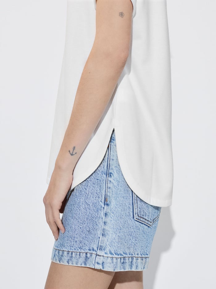 Parfois V-Neck Basic T-Shirts Damske Biele | Slovensko-OJES13092