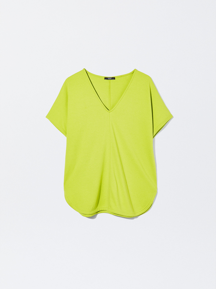 Parfois V-Neck Basic T-Shirts Damske Zelene | Slovensko-WDUB15482