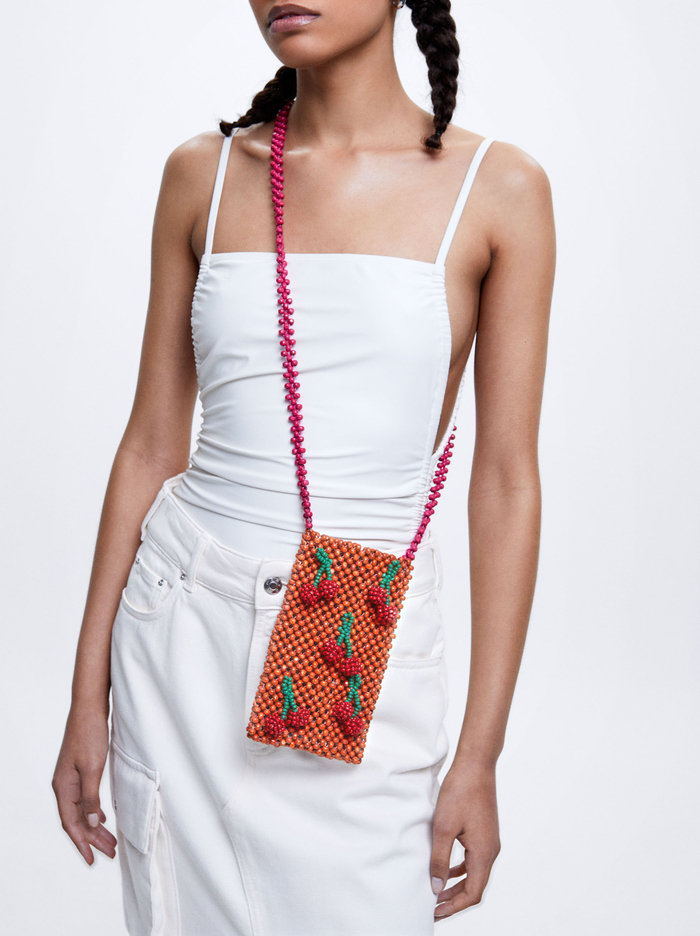 Parfois Wooden With Beads Taska Na Mobil Damske Oranžové | Slovensko-QXNE38029