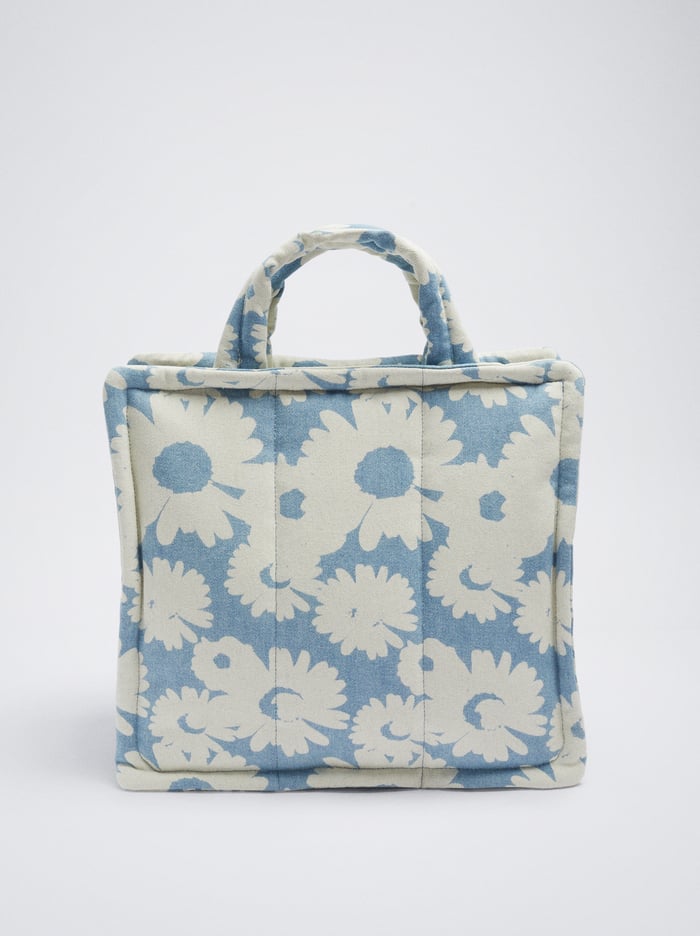 Parfois Floral Print Denim Prenosná Taška Damske Modre | Slovensko-RAQW52174