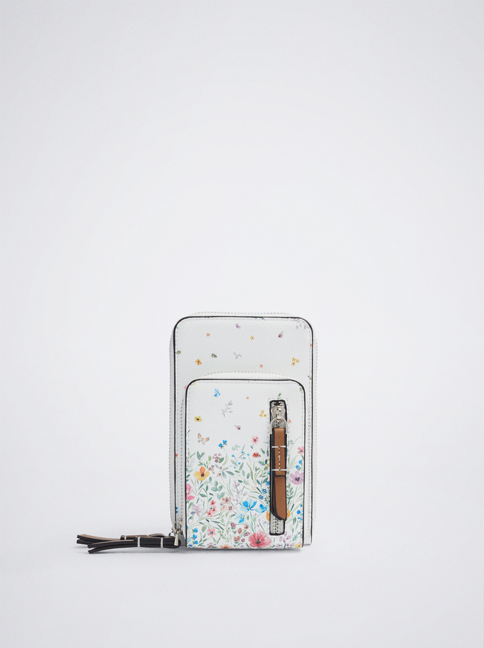 Parfois Floral Print Taska Na Mobil Damske Biele | Slovensko-KJGW82764