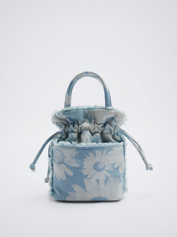 Parfois Flower Print Denim Phone Taska Na Mobil Damske Modre | Slovensko-FWIV24568