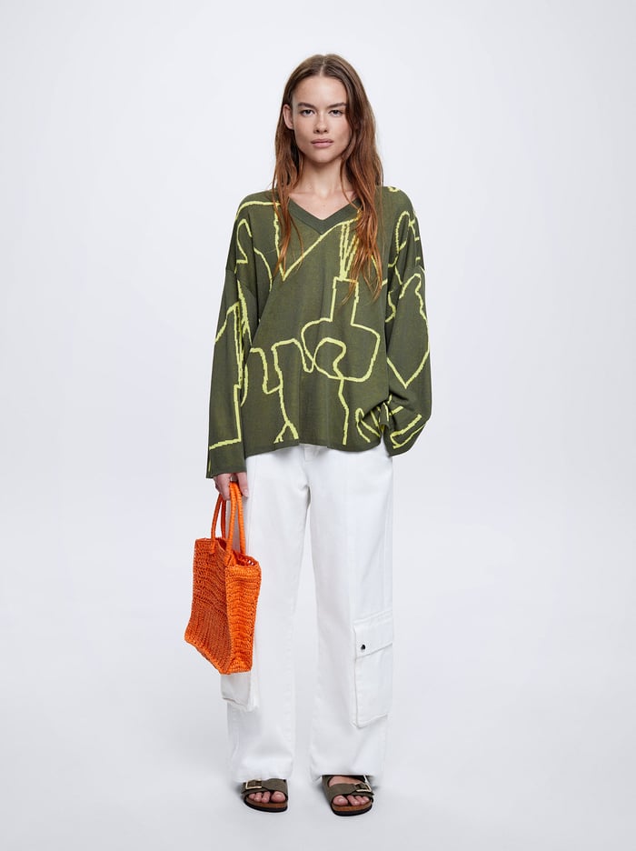 Parfois Jacquard Sweater Damske Zelene | Slovensko-QOLA96352