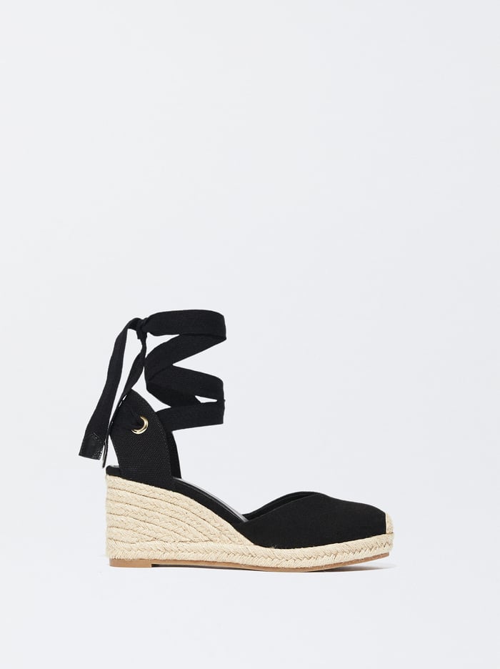 Parfois Online Exclusive - Jute Wedge Sandále Damske Čierne | Slovensko-IFYW04578
