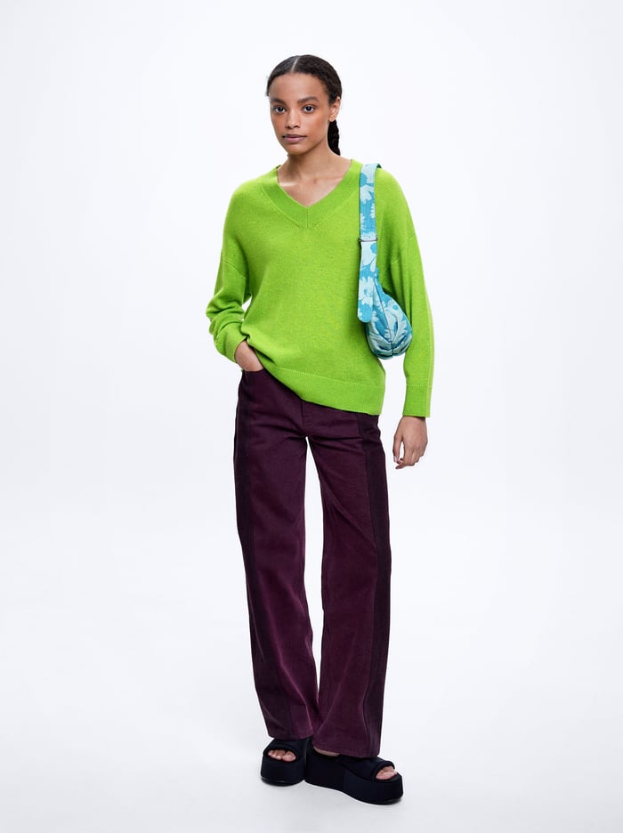 Parfois Pletené V-Neck Sweater Damske Zelene | Slovensko-WIAQ06452