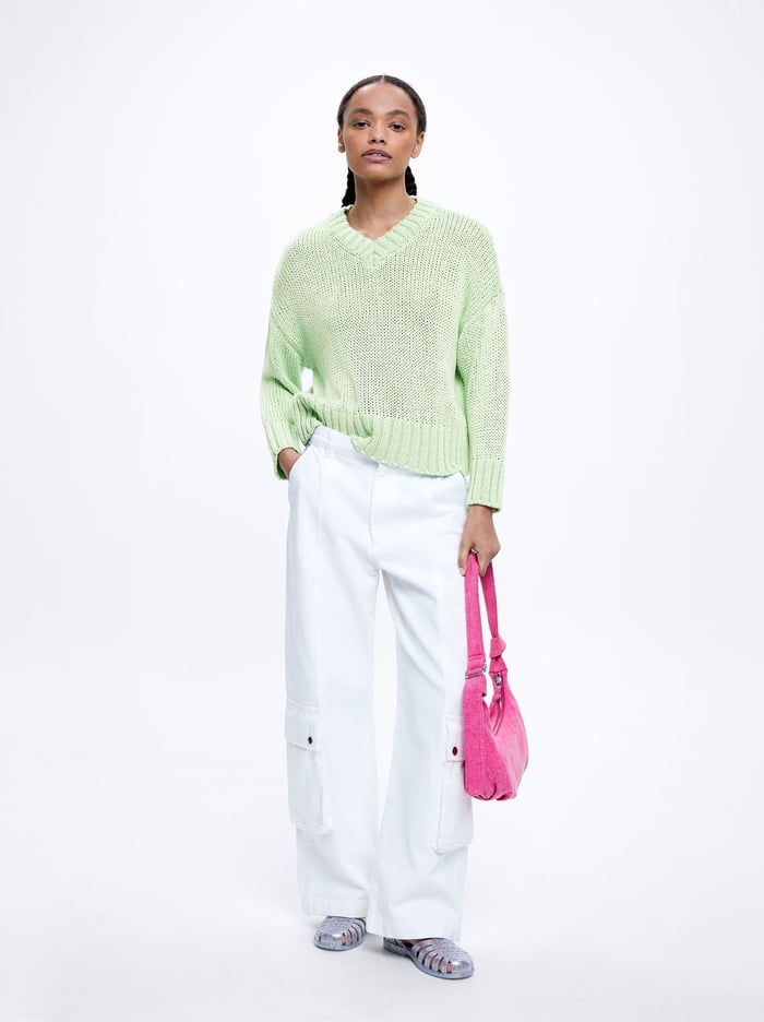 Parfois Pletené V-Neck Sweater Damske Zelene | Slovensko-XBYF13506