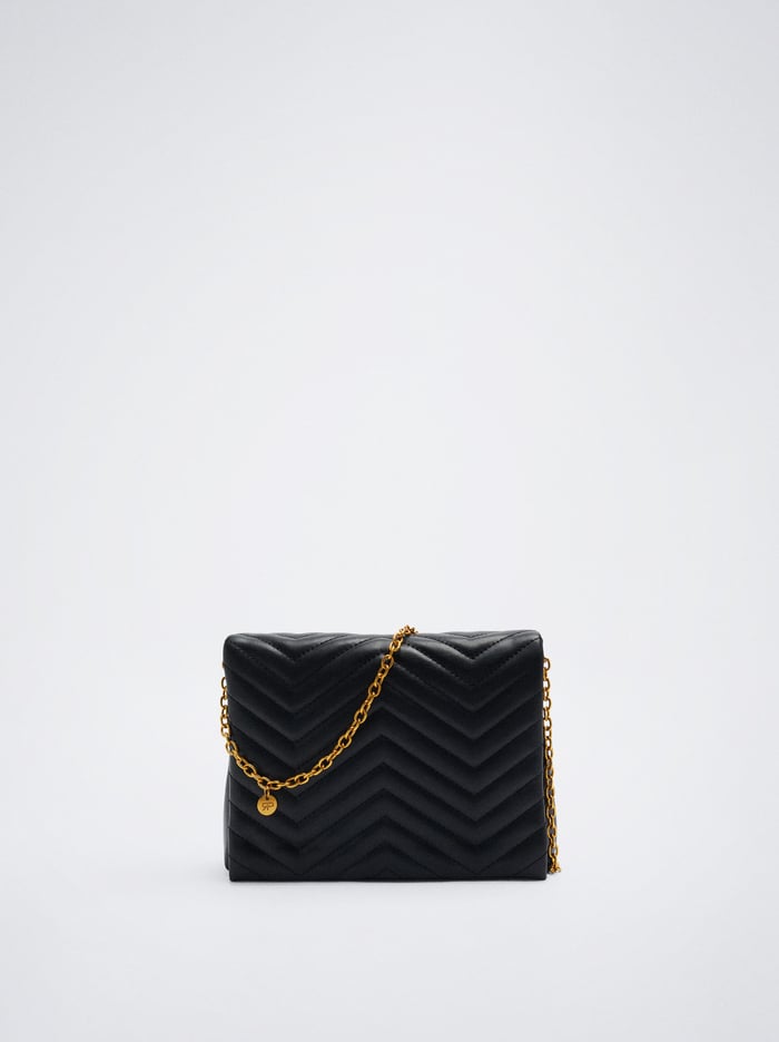 Parfois Prešívané With Chain Crossbody Kabelka Damske Čierne | Slovensko-ATFM94763