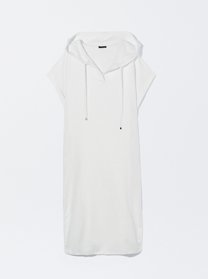 Parfois S Kapucňou Linen Saty Damske Biele | Slovensko-MGWN21389