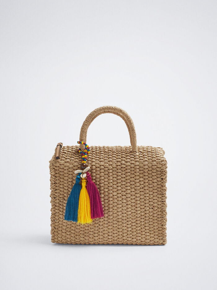 Parfois Straw With Detachable Pendant Crossbody Kabelka Damske Béžové | Slovensko-QTMY07186
