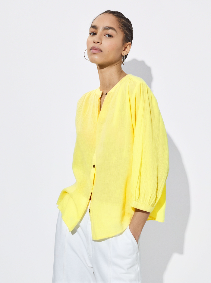 Parfois Textured With Puffed Sleeves Kosele Damske Žlté | Slovensko-BJRE32546