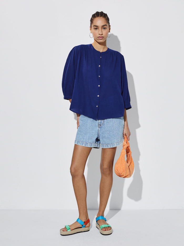 Parfois Textured With Puffed Sleeves Kosele Damske Modre | Slovensko-FBCV48913