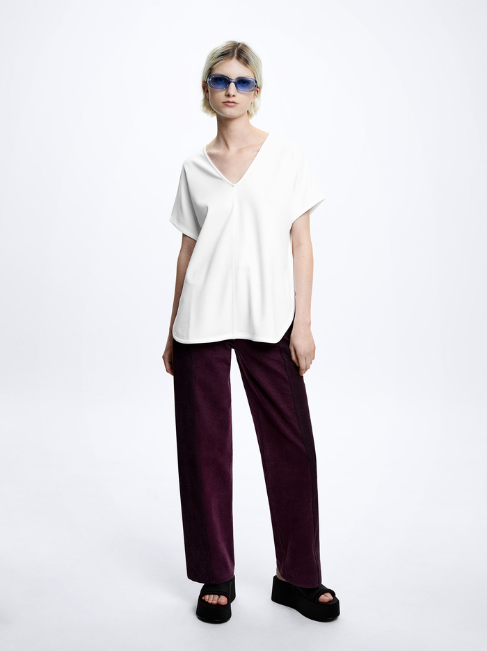 Parfois V-Neck Basic T-Shirts Damske Biele | Slovensko-XYZO97102