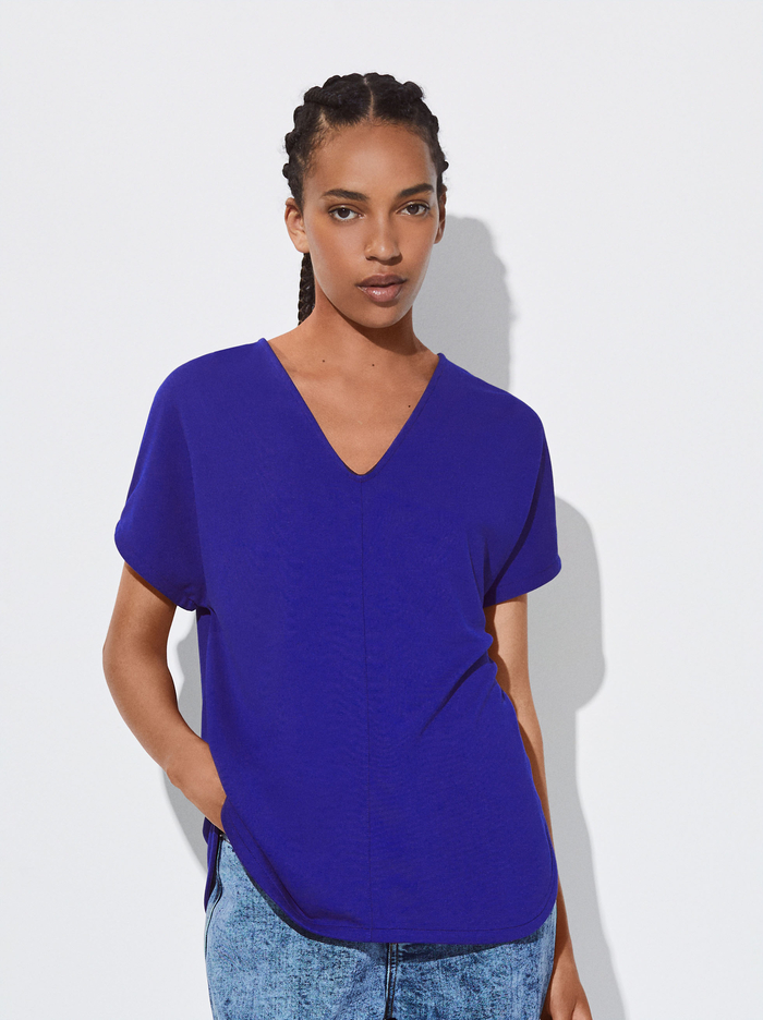 Parfois V-Neck Basic T-Shirts Damske Modre | Slovensko-MEBG71436